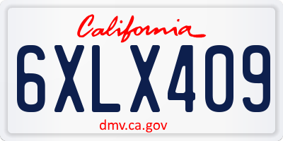 CA license plate 6XLX409