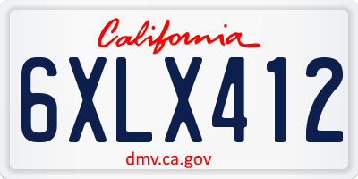 CA license plate 6XLX412