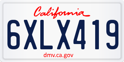 CA license plate 6XLX419