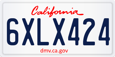 CA license plate 6XLX424