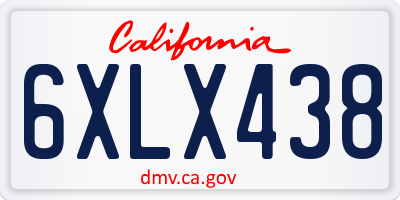 CA license plate 6XLX438