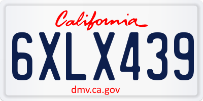 CA license plate 6XLX439