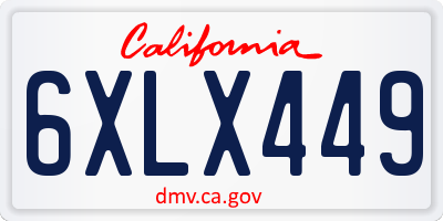 CA license plate 6XLX449