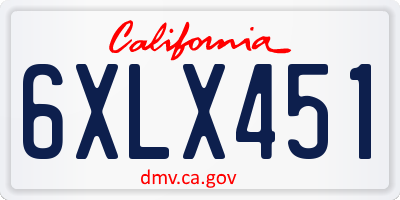CA license plate 6XLX451