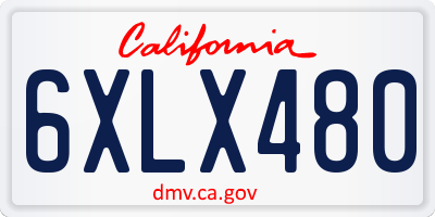 CA license plate 6XLX480