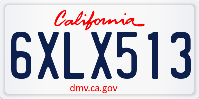 CA license plate 6XLX513