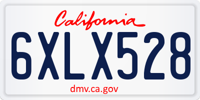 CA license plate 6XLX528