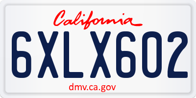 CA license plate 6XLX602
