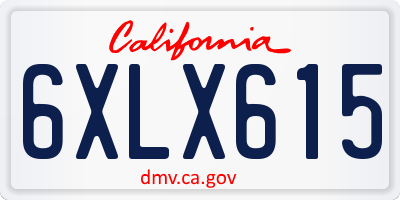 CA license plate 6XLX615