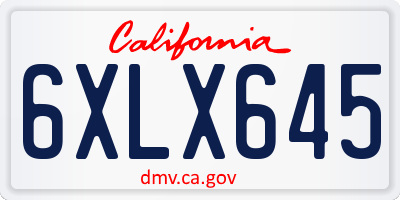 CA license plate 6XLX645