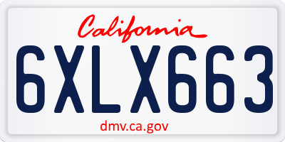 CA license plate 6XLX663