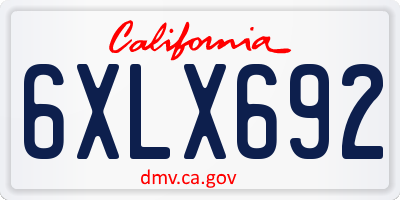 CA license plate 6XLX692