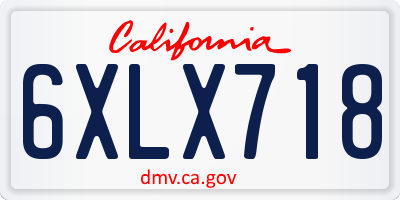 CA license plate 6XLX718