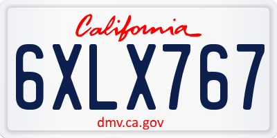 CA license plate 6XLX767