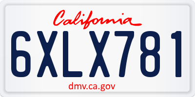 CA license plate 6XLX781