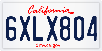 CA license plate 6XLX804