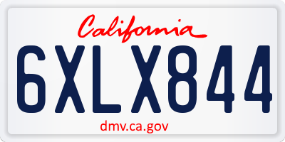 CA license plate 6XLX844