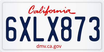 CA license plate 6XLX873
