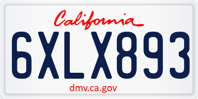 CA license plate 6XLX893
