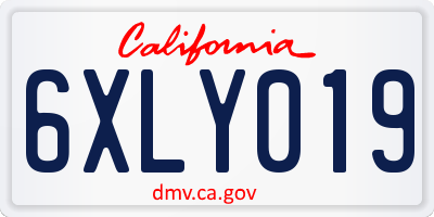 CA license plate 6XLY019