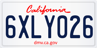 CA license plate 6XLY026