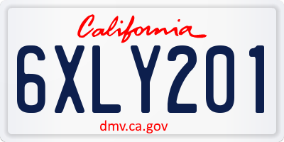 CA license plate 6XLY201
