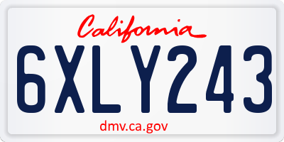 CA license plate 6XLY243