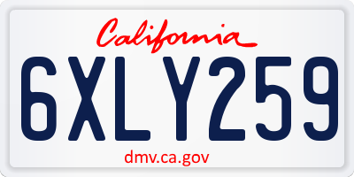 CA license plate 6XLY259