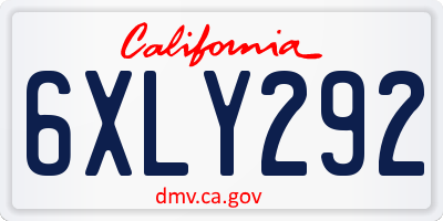 CA license plate 6XLY292