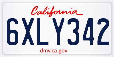 CA license plate 6XLY342