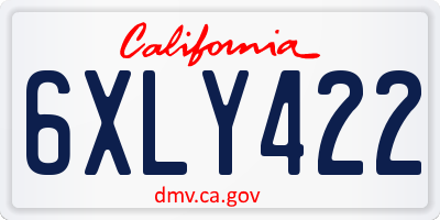 CA license plate 6XLY422