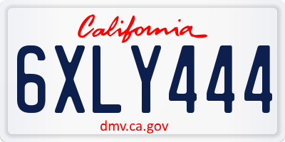 CA license plate 6XLY444