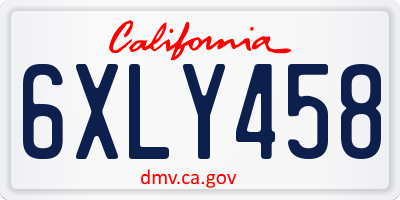 CA license plate 6XLY458