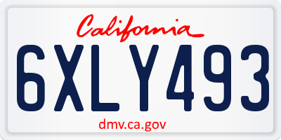 CA license plate 6XLY493