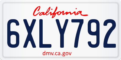 CA license plate 6XLY792