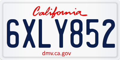 CA license plate 6XLY852