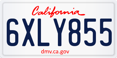 CA license plate 6XLY855