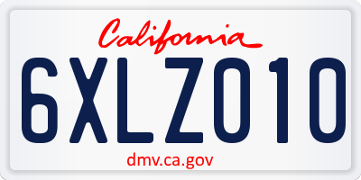 CA license plate 6XLZ010