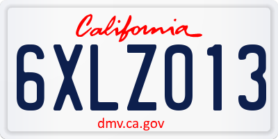 CA license plate 6XLZ013
