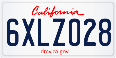 CA license plate 6XLZ028