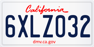 CA license plate 6XLZ032