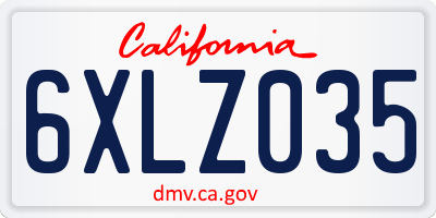 CA license plate 6XLZ035