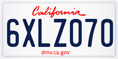 CA license plate 6XLZ070