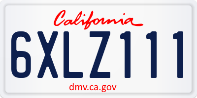 CA license plate 6XLZ111