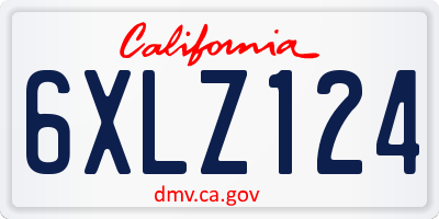 CA license plate 6XLZ124