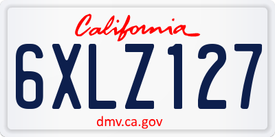CA license plate 6XLZ127
