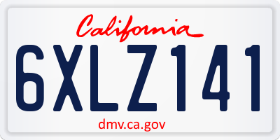CA license plate 6XLZ141