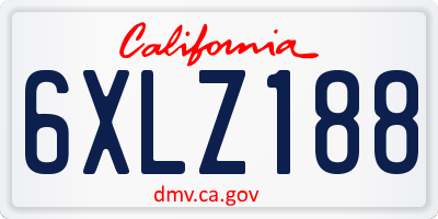 CA license plate 6XLZ188