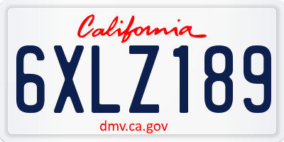 CA license plate 6XLZ189