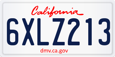 CA license plate 6XLZ213
